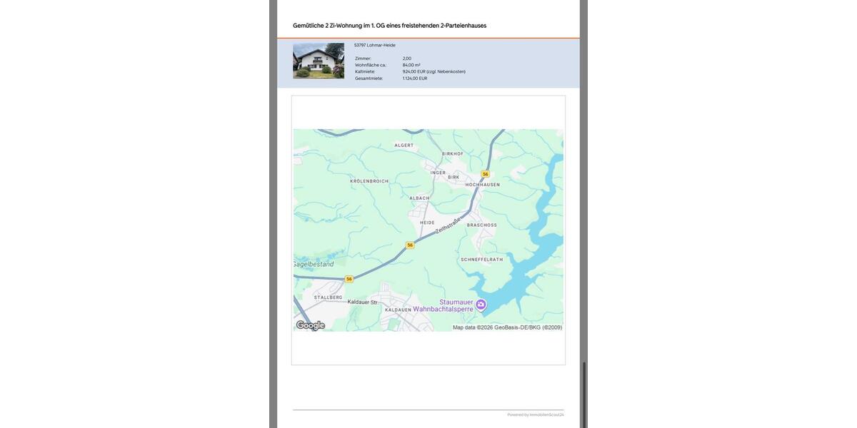 Etagenwohnung Neunkirchen-Seelscheid Seelscheid - 2 Zimmer, 84 m&sup2;, 924&euro; | Angebot:25907472