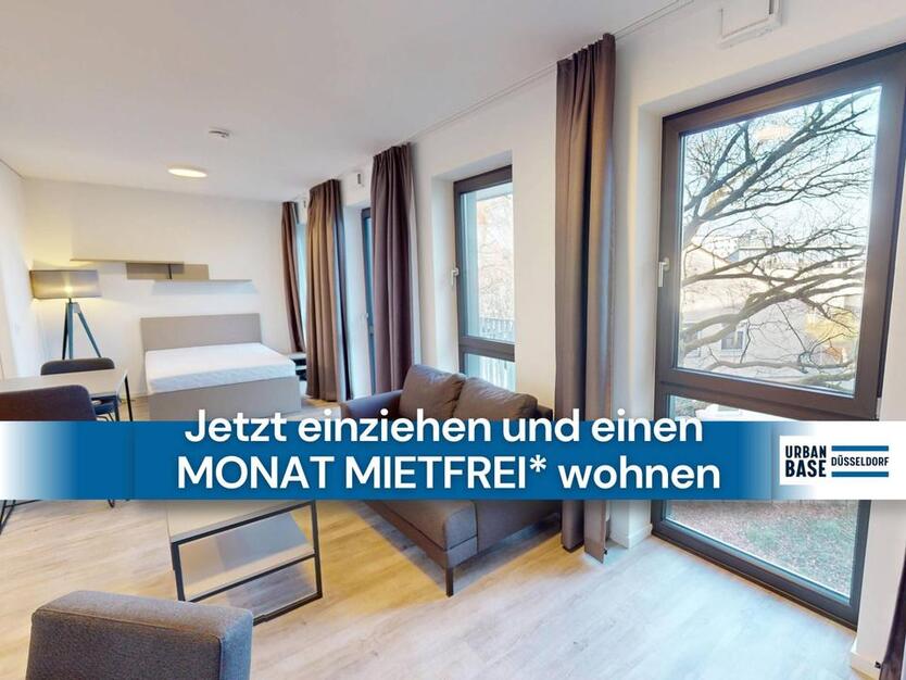 URBAN BASE: Vollmöbliertes 1-Zimmer-Large-Apartment mit EBK, BALKON, ALL-IN-MIETE, UVM. am Rheinufer zimmer