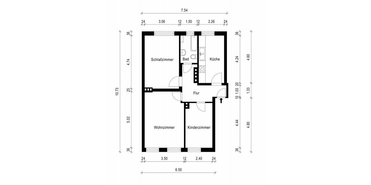 Erdgeschoßwohnung Magdeburg Nordwest - 3 Zimmer, 63 m&sup2;, 536&euro; | Angebot:26629519