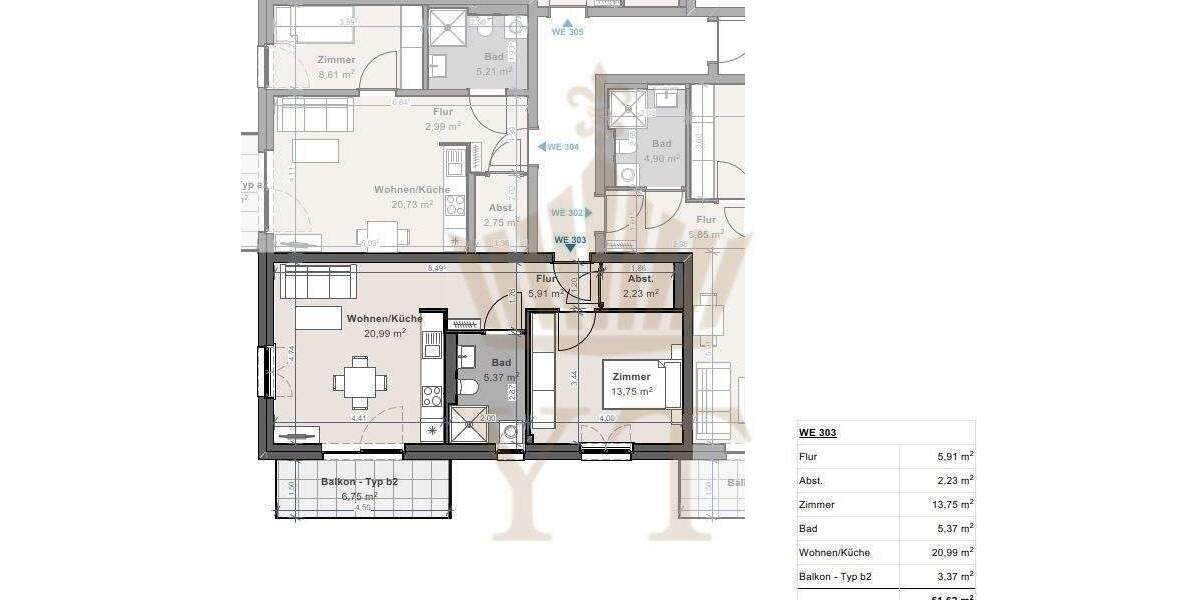 Etagenwohnung Biesenthal - 2 Zimmer, 51 m&sup2;, 810&euro; | Angebot:25737112