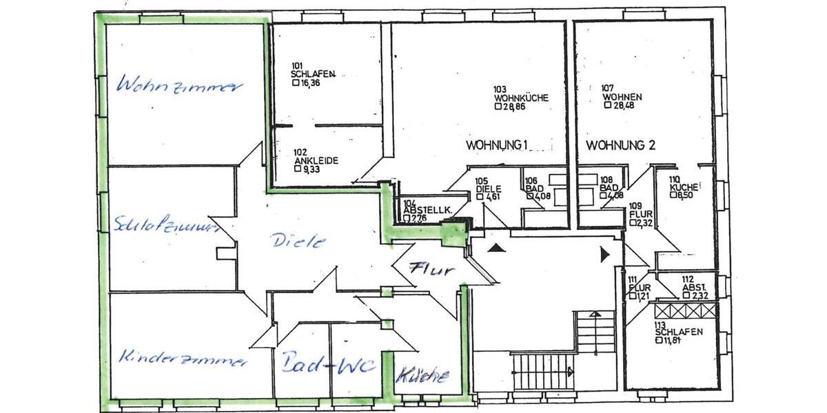 Etagenwohnung Blankenburg (Harz) - 3 Zimmer, 126 m&sup2;, 670&euro; | Angebot:21395487