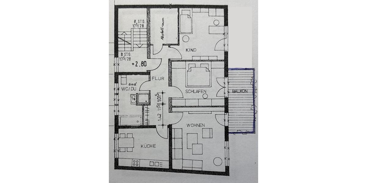 Etagenwohnung Pohlheim - 3 Zimmer, 91 m&sup2;, 795&euro; | Angebot:24510178