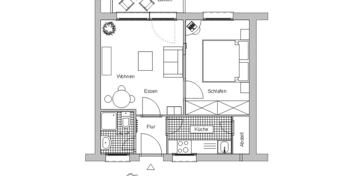 Etagenwohnung Soest - 2 Zimmer, 35 m&sup2;, 325&euro; | Angebot:24934976