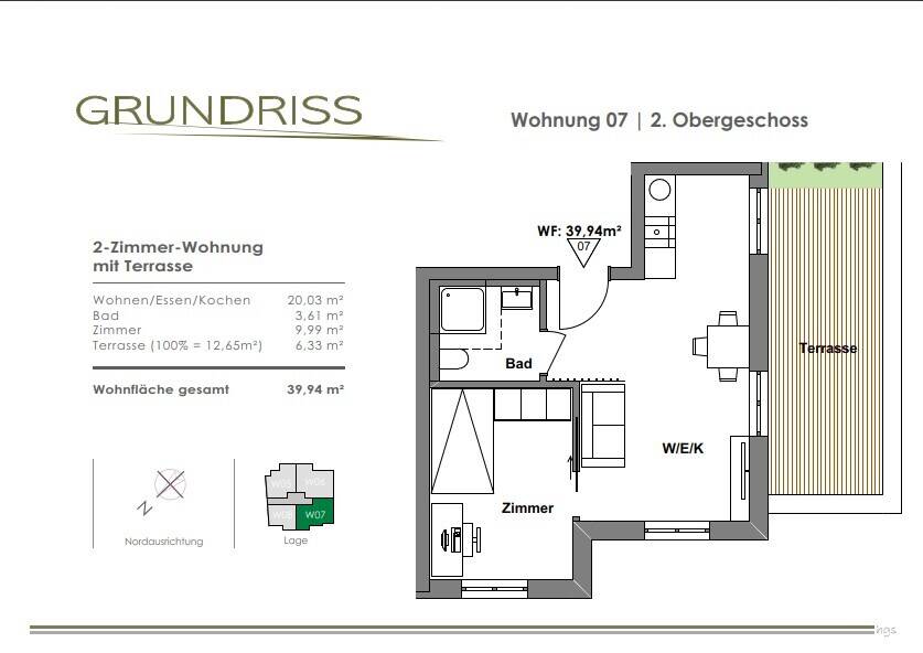 Etagenwohnung Landshut Achdorf - 2 Zimmer, 39 m&sup2;, 1.000&euro; | Angebot:26499458