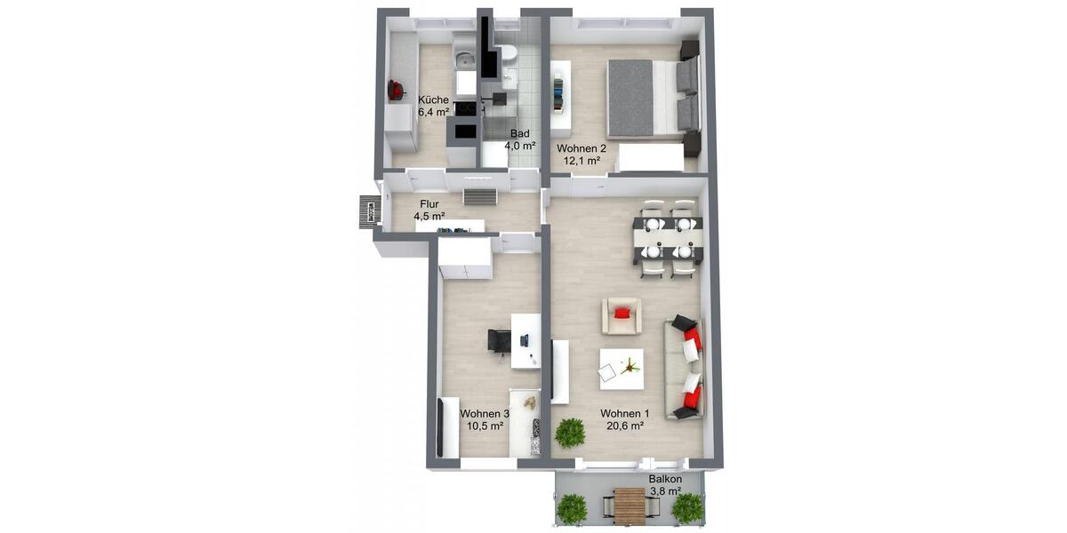 Etagenwohnung Schwedt (Oder) - 3 Zimmer, 59 m&sup2;, 369&euro; | Angebot:25960154