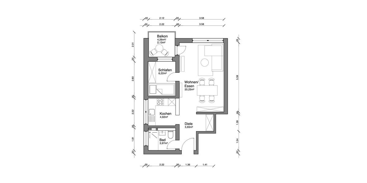 Etagenwohnung Haan - 2 Zimmer, 46 m&sup2;, 849&euro; | Angebot:26613535