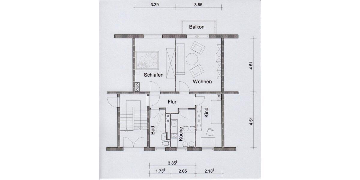 Etagenwohnung Borna - 2.5 Zimmer, 57 m&sup2;, 342&euro; | Angebot:26617974