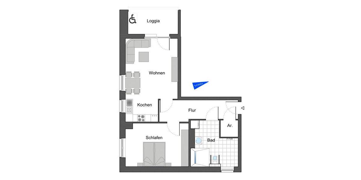 Dachgeschoßwohnung Wolfsburg Almke - 2 Zimmer, 70 m&sup2;, 527&euro; | Angebot:25125371