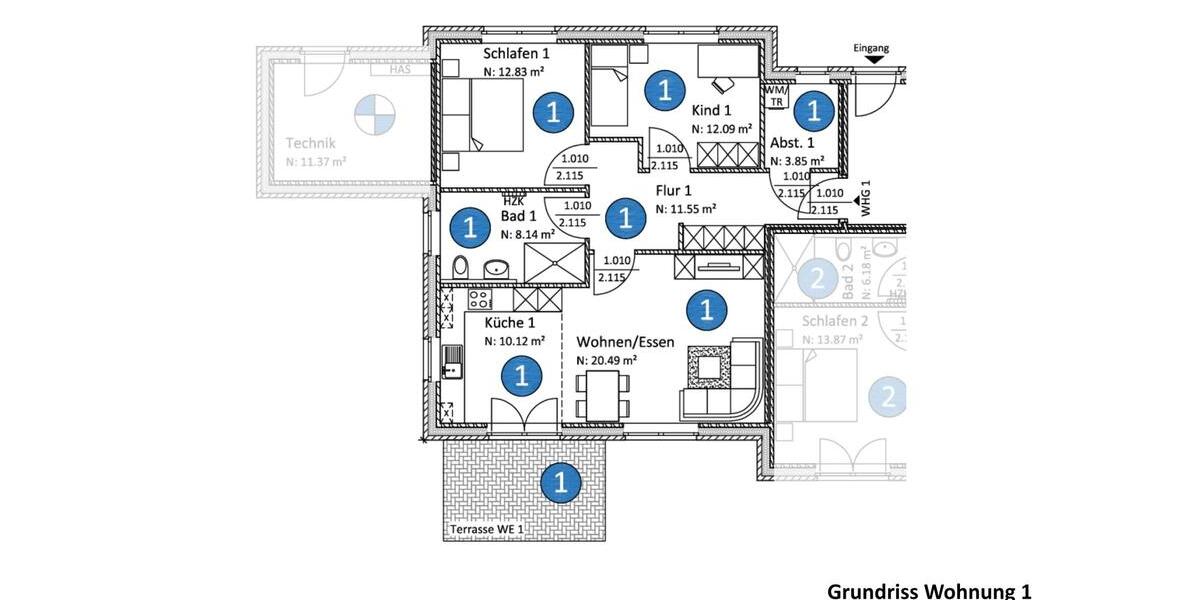 Etagenwohnung Edewecht - 3 Zimmer, 82 m&sup2;, 990&euro; | Angebot:26426419