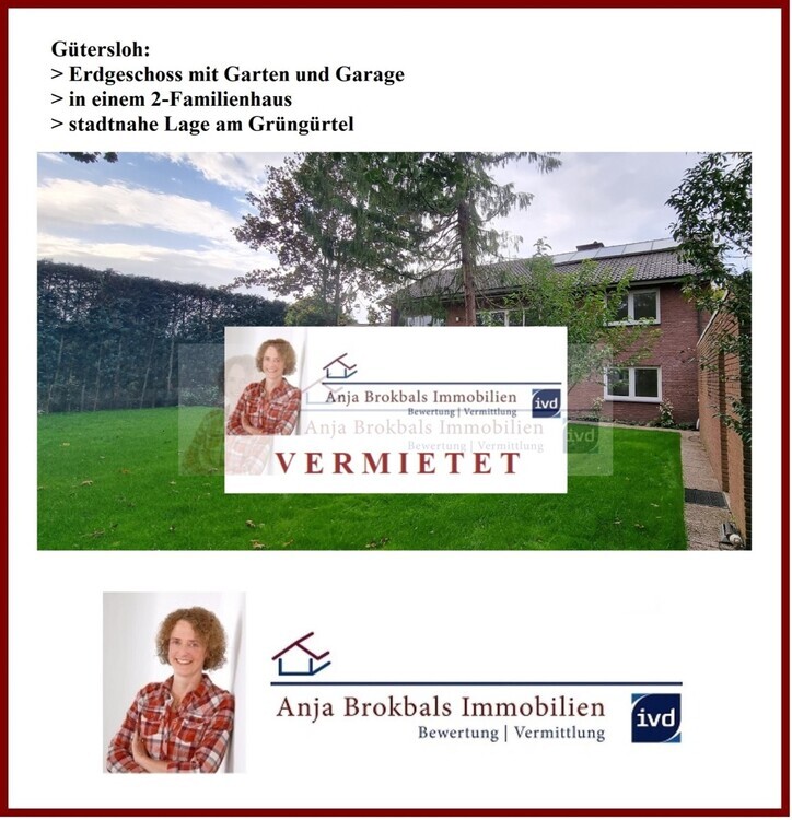 Gütersloh: Erdgeschoss mit Garten und Garage in einem 2 Familienhaus, stadtnahe Lage am Grüngürtel 4.5 zimmer