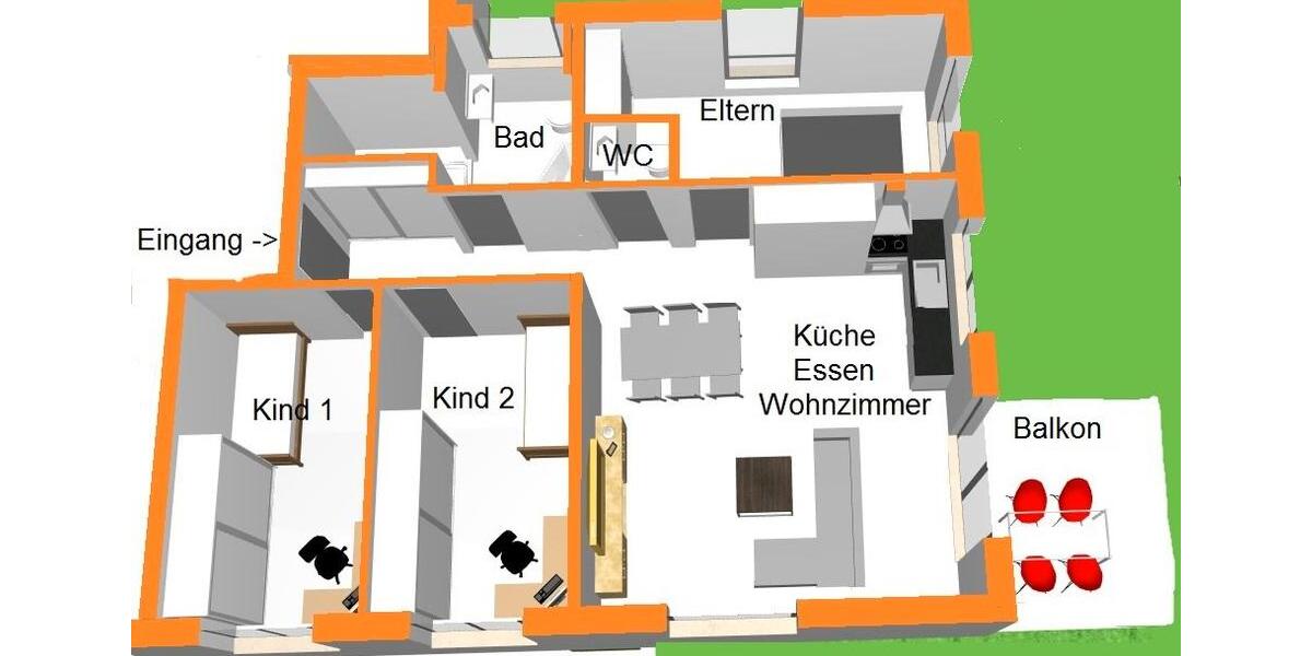 Etagenwohnung Bad Friedrichshall - 4.5 Zimmer, 91 m&sup2;, 1.400&euro; | Angebot:26506798