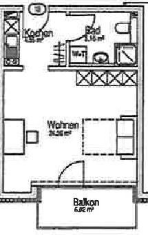 Etagenwohnung Gießen Anneröder Siedlung - 1 Zimmer, 32 m&sup2;, 550&euro; | Angebot:26619774
