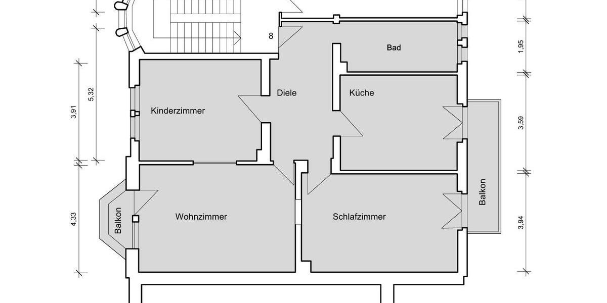 Etagenwohnung Ludwigshafen am Rhein Parkinsel - 3 Zimmer, 106 m&sup2;, 920&euro; | Angebot:26609321