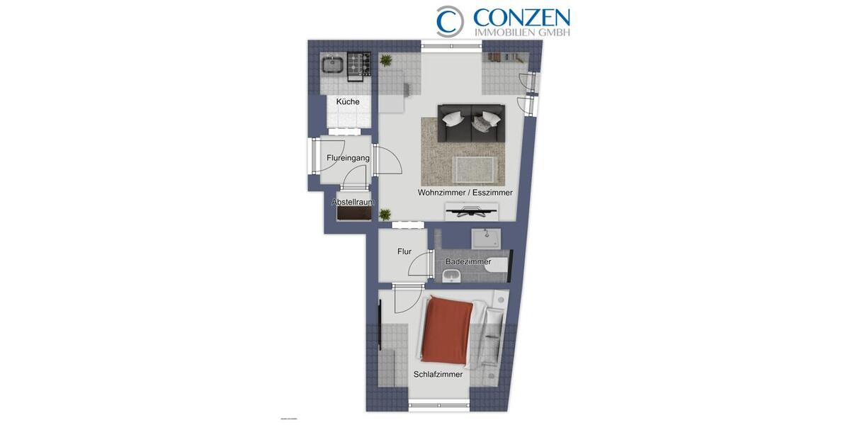 Erstbezug nach Sanierung. Sehr schöne 2-Zimmer-Whg. im 4. OG in D-Pempelfort. 2 zimmer