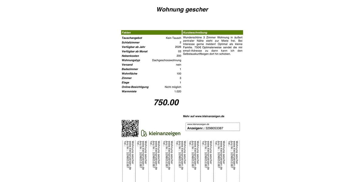 Dachgeschoßwohnung Gescher - 3 Zimmer, 100 m&sup2;, 790&euro; | Angebot:24498151