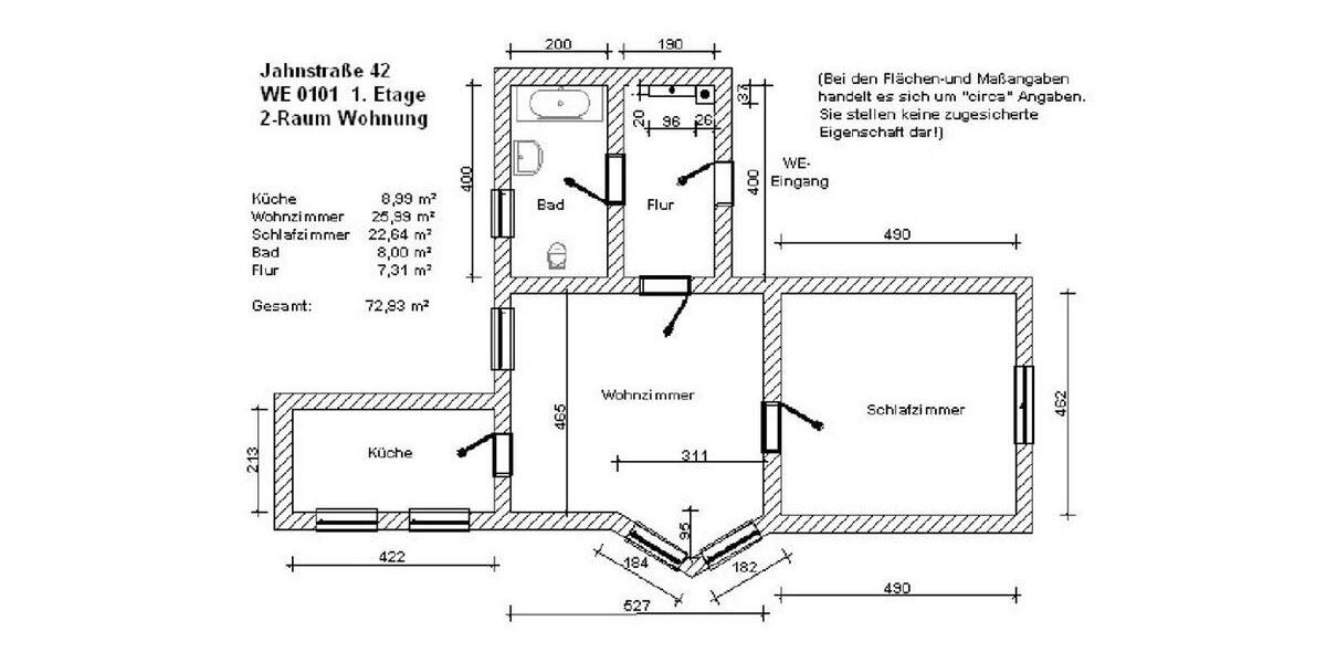 Erdgeschoßwohnung Salzwedel - 2 Zimmer, 73 m&sup2;, 430&euro; | Angebot:22150909