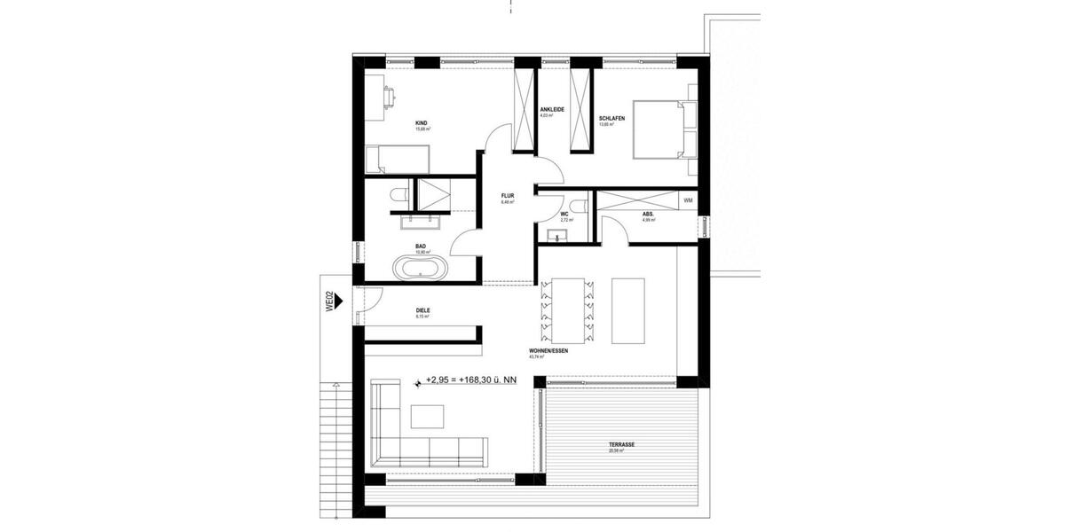 Etagenwohnung Osann-Monzel Monzel - 3 Zimmer, 108 m&sup2;, 1.200&euro; | Angebot:25987809