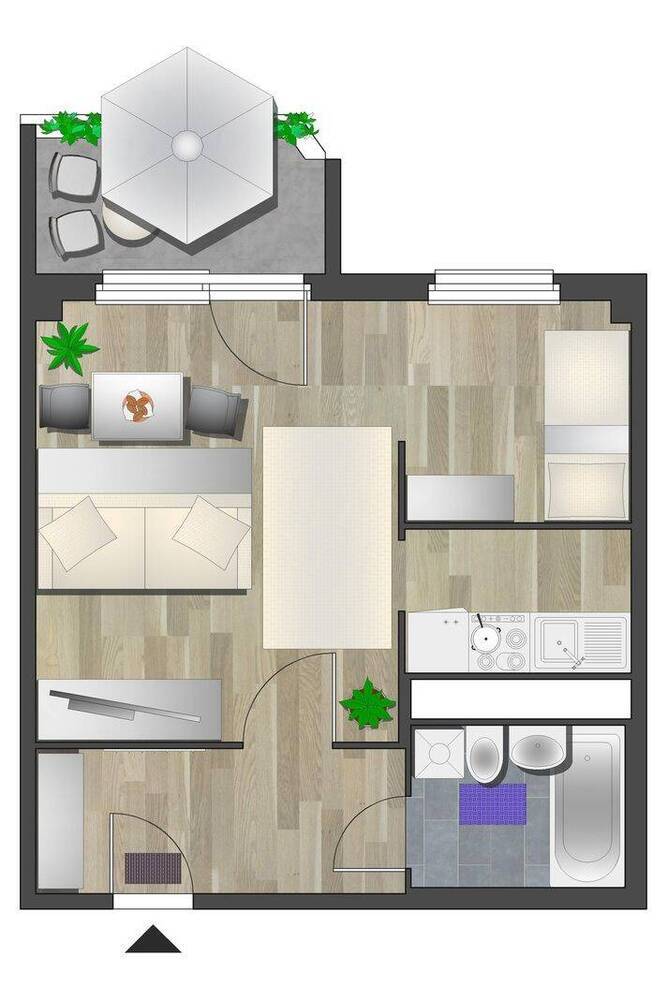 Helle 1-Raum-Wohnung mit Balkon