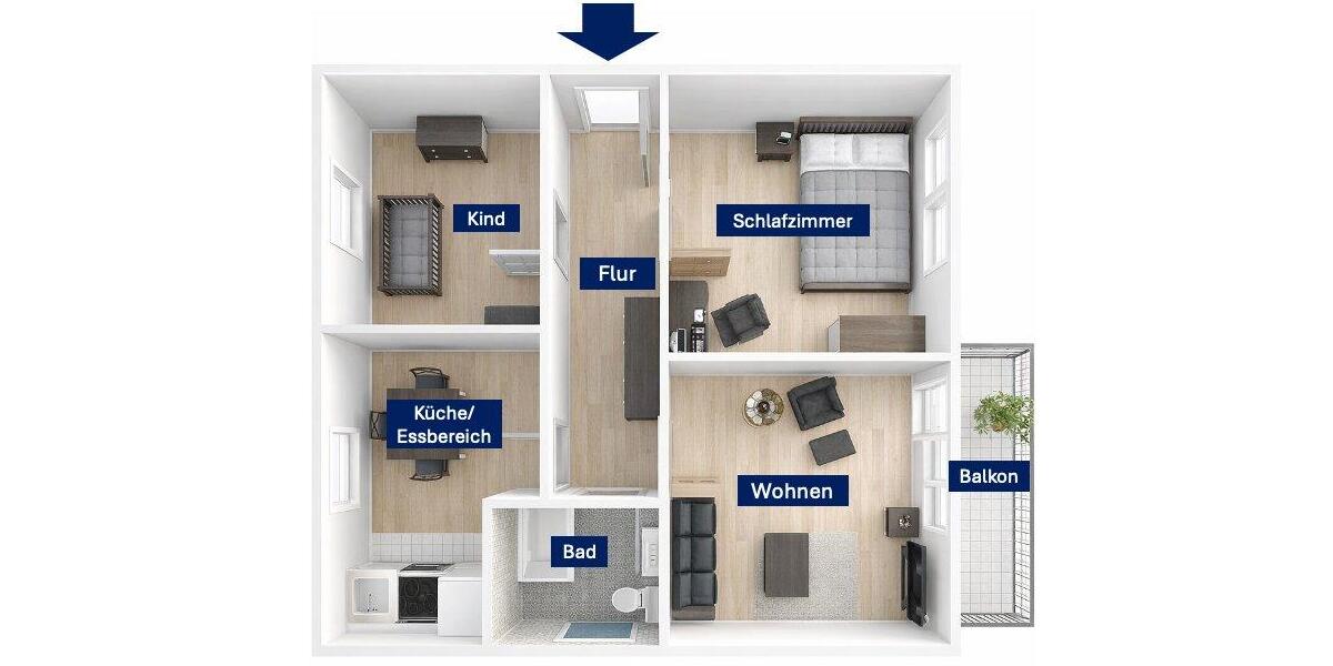 Etagenwohnung Türkheim - 3 Zimmer, 75 m&sup2;, 830&euro; | Angebot:26036002