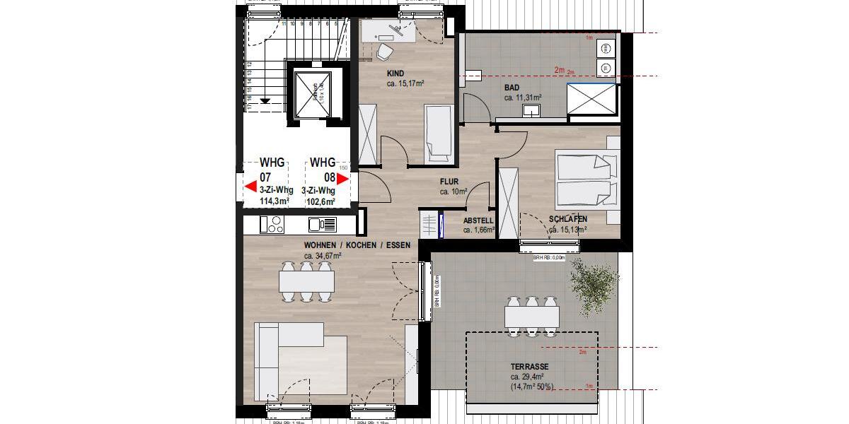 Dachgeschoßwohnung Neustadt an der Weinstraße Diedesfeld - 3 Zimmer, 103 m&sup2;, 1.951&euro; | Angebot:24649998