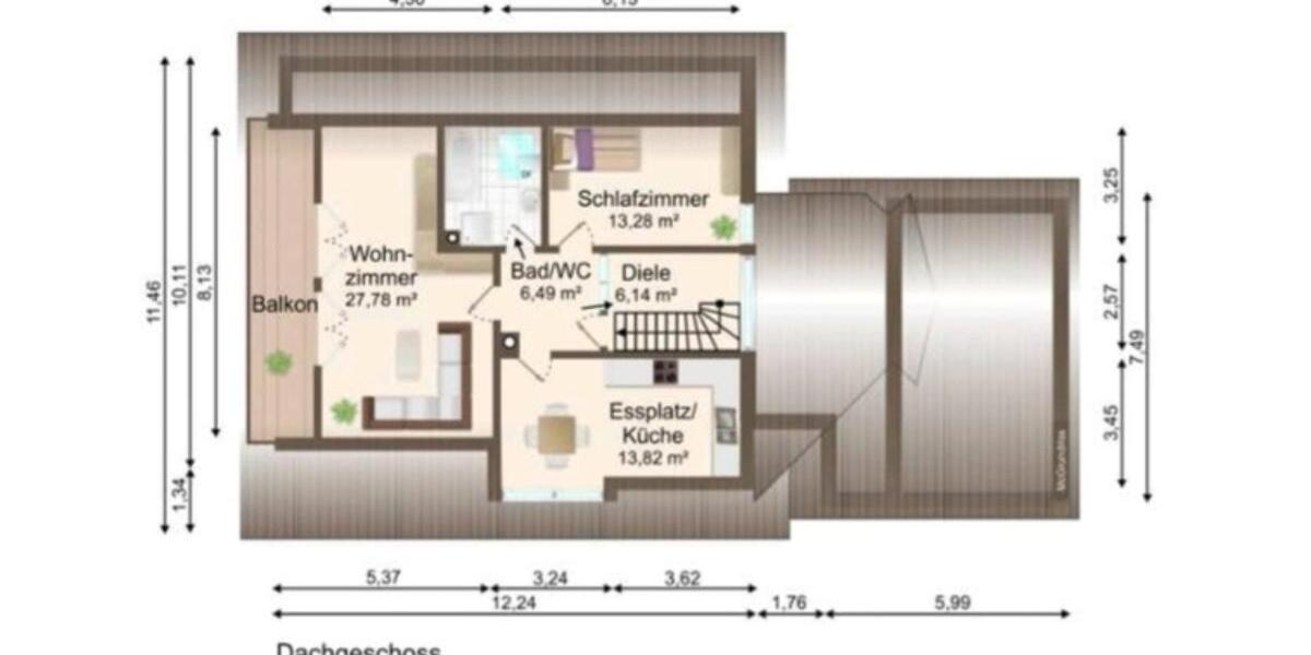 Dachgeschoßwohnung Tuttlingen - 2 Zimmer, 68 m&sup2;, 650&euro; | Angebot:24850555