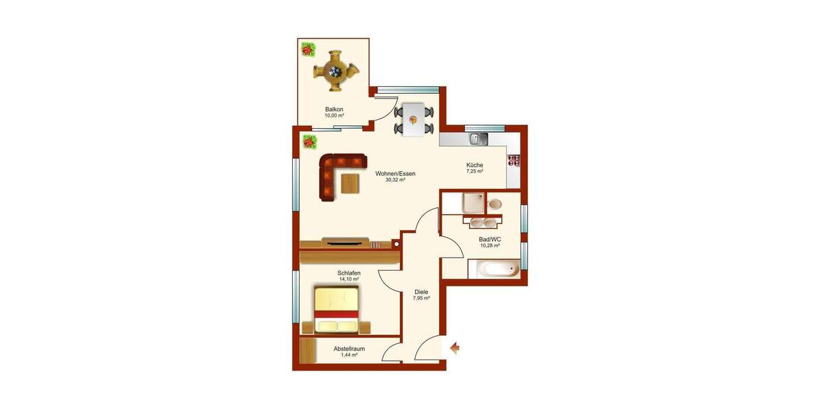 Etagenwohnung Straubing Alburg - 2 Zimmer, 79 m&sup2;, 710&euro; | Angebot:26155297