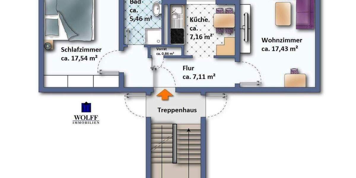 Etagenwohnung Delmenhorst Bungerhof - 2 Zimmer, 57 m&sup2;, 625&euro; | Angebot:26629509