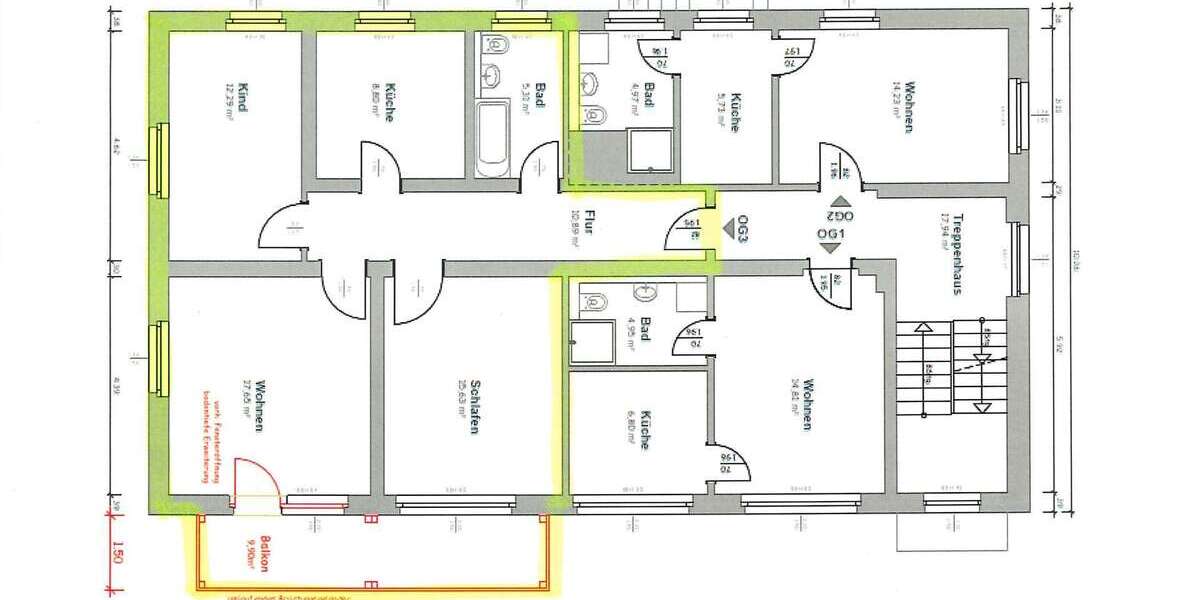 Etagenwohnung Naumburg Bad Kösen - 3 Zimmer, 76 m&sup2;, 760&euro; | Angebot:27246719
