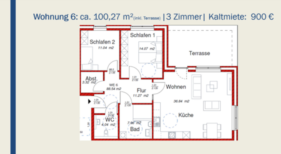 Etagenwohnung Hopsten - 3 Zimmer, 90 m&sup2;, 900&euro; | Angebot:25948951