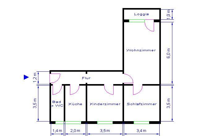 Etagenwohnung Magdeburg Lemsdorf - 3 Zimmer, 67 m&sup2;, 387&euro; | Angebot:26621249