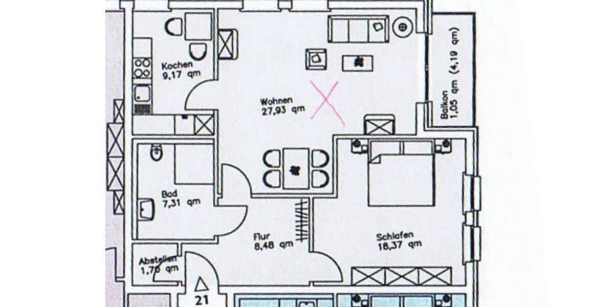 Etagenwohnung Zeven - 2 Zimmer, 74 m&sup2;, 700&euro; | Angebot:25159376