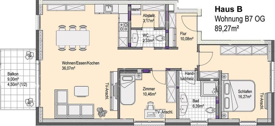 Etagenwohnung Neuberg - 3 Zimmer, 89 m&sup2;, 1.249&euro; | Angebot:26490681