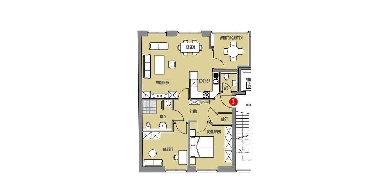 Etagenwohnung Osnabrück Innenstadt - 3 Zimmer, 85 m&sup2;, 1.021&euro; | Angebot:25768793