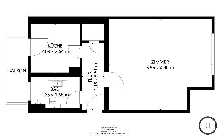 Erdgeschoßwohnung Bad Harzburg - 1 Zimmer, 43 m&sup2;, 269&euro; | Angebot:24941659