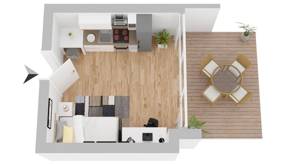 Etagenwohnung Mosbach - 1 Zimmer, 17 m&sup2;, 400&euro; | Angebot:25234734