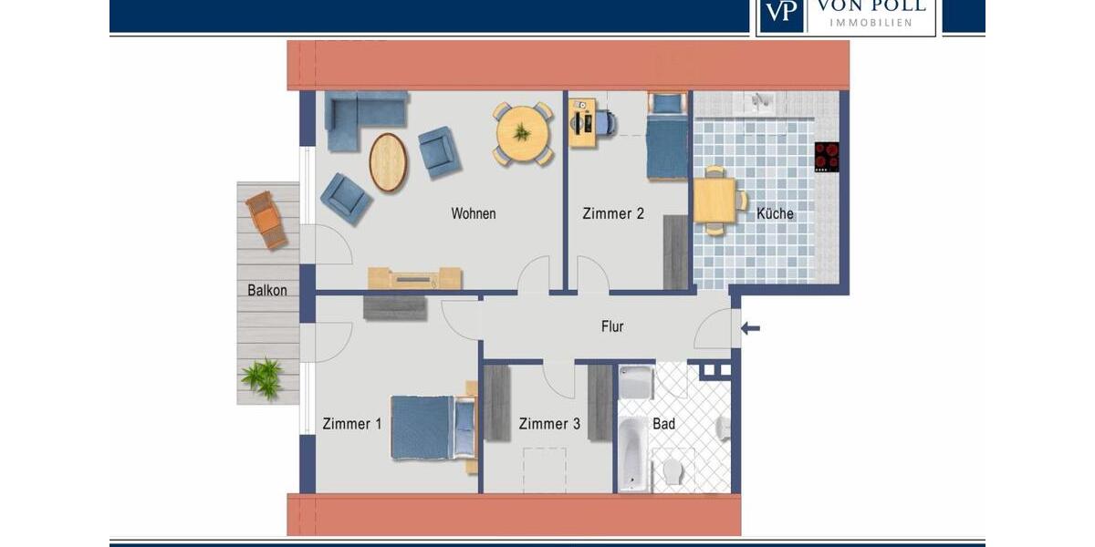 Dachgeschoßwohnung Lingen (Ems) Damaschke - 4 Zimmer, 95 m&sup2;, 850&euro; | Angebot:26492491