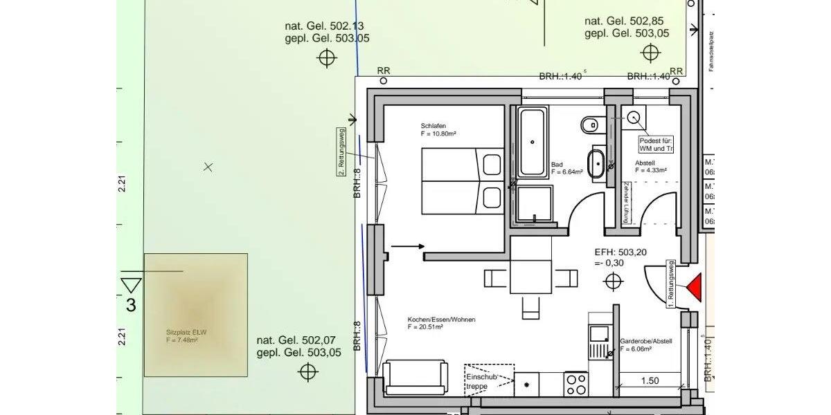 Terrassenwohnung Ellwangen (Jagst) - 2 Zimmer, 51 m&sup2;, 760&euro; | Angebot:25987942