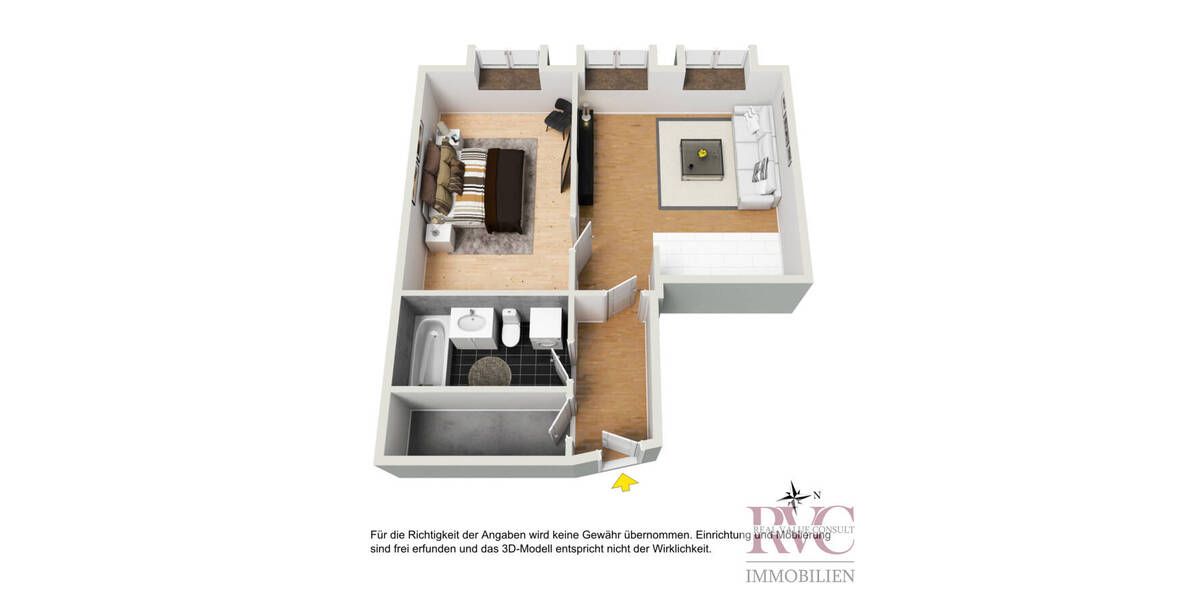 Etagenwohnung Laufen - 2 Zimmer, 46 m&sup2;, 500&euro; | Angebot:26542397