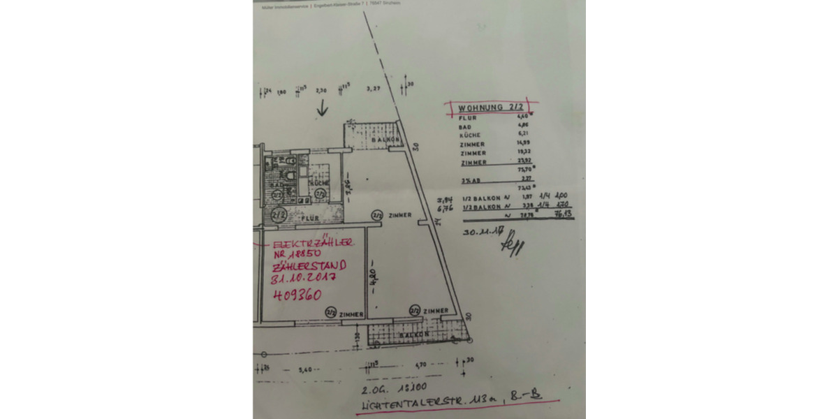 Etagenwohnung Baden-Baden Baden - 3 Zimmer, 76 m&sup2;, 900&euro; | Angebot:24849084