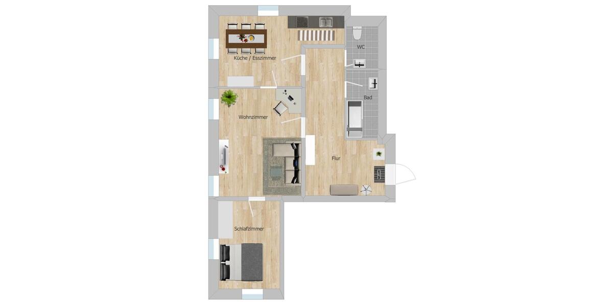 Etagenwohnung Bieberehren - 2.5 Zimmer, 74 m&sup2;, 860&euro; | Angebot:26413732