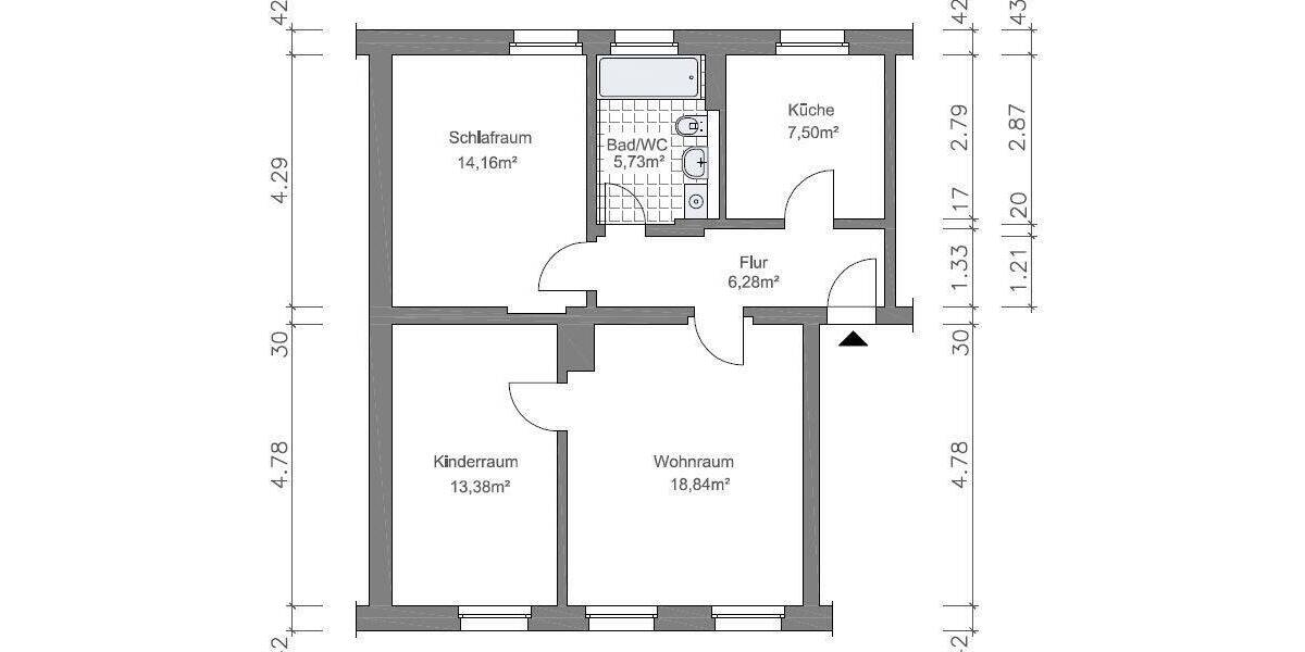 Etagenwohnung Gera Leumnitz - 3 Zimmer, 63 m&sup2;, 345&euro; | Angebot:26826607