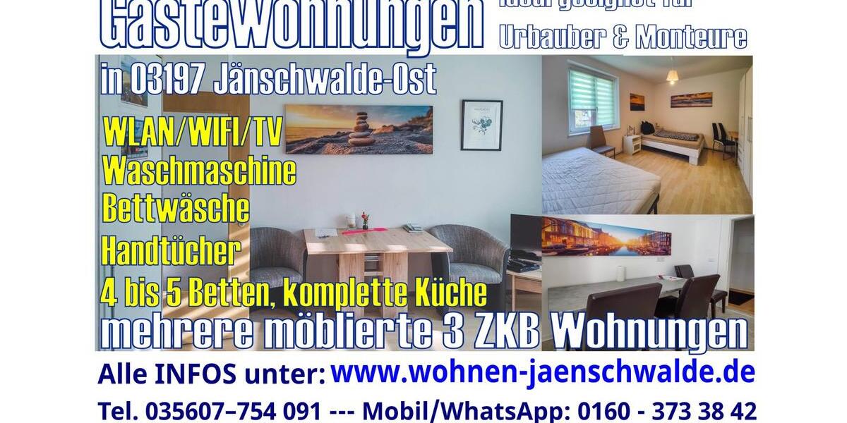 Wohnen auf Zeit Jänschwalde Kolonie - 3 Zimmer, 66 m&sup2;, 79&euro; | Angebot:23507247