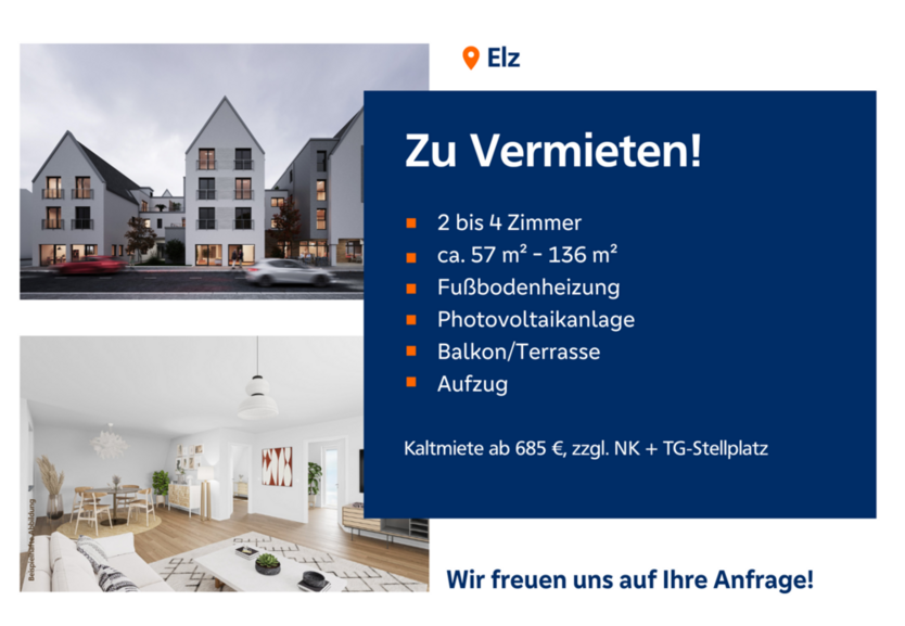 Wohnung zum Mieten in Elz 685 € 57 m²