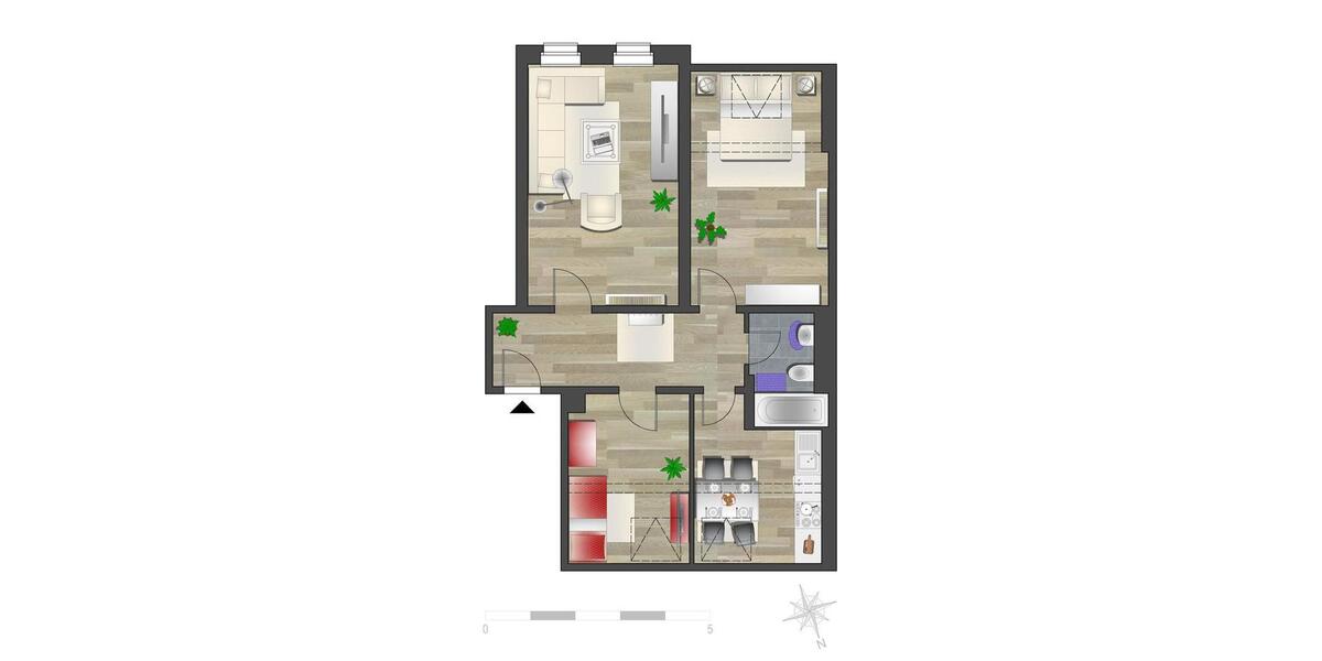 Dachgeschoßwohnung Chemnitz Hilbersdorf - 3 Zimmer, 66 m&sup2;, 364&euro; | Angebot:26681276