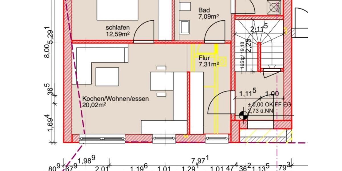 2 Zimmer EG - Wohnung mit Wohnküche und Bad 2 zimmer