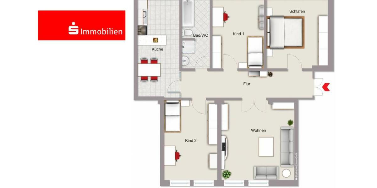 Etagenwohnung Sondershausen - 4 Zimmer, 100 m&sup2;, 665&euro; | Angebot:25790851