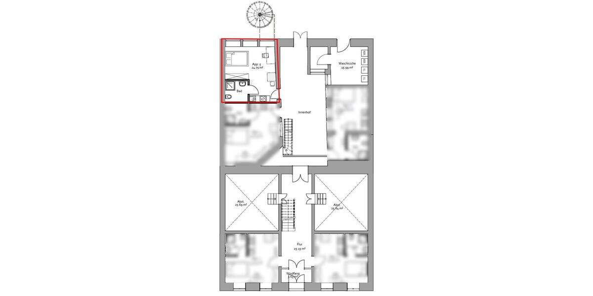 Erdgeschoßwohnung Detmold - 1 Zimmer, 24 m&sup2;, 458&euro; | Angebot:26279260