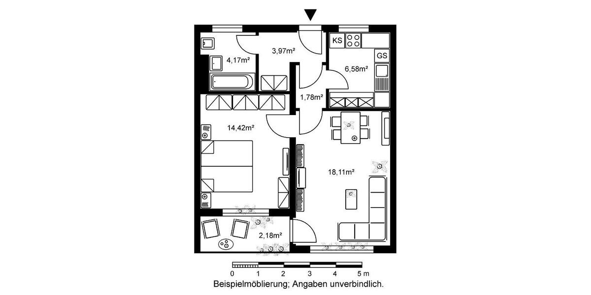 Etagenwohnung Bad Vilbel - 2 Zimmer, 51 m&sup2;, 593&euro; | Angebot:26588503