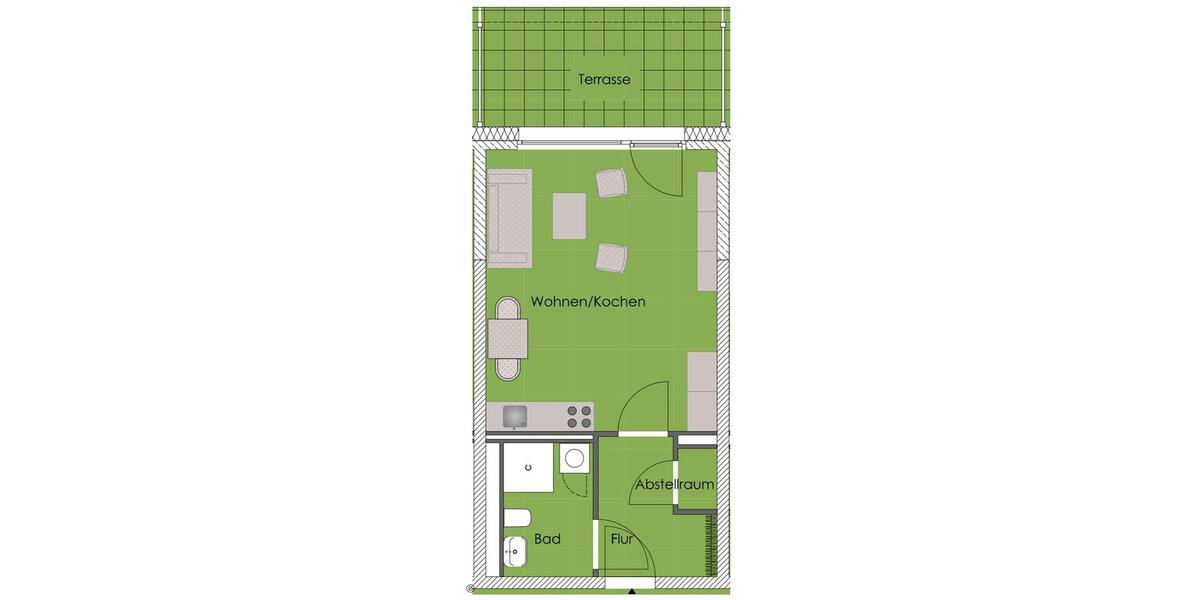 Erdgeschoßwohnung Offenbach am Main Hafen - 1.5 Zimmer, 43 m&sup2;, 850&euro; | Angebot:26681866