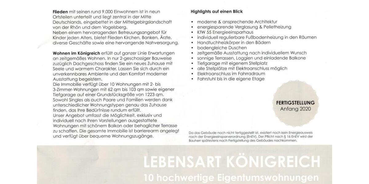 Erdgeschoßwohnung Flieden - 3 Zimmer, 86 m&sup2;, 770&euro; | Angebot:24750632